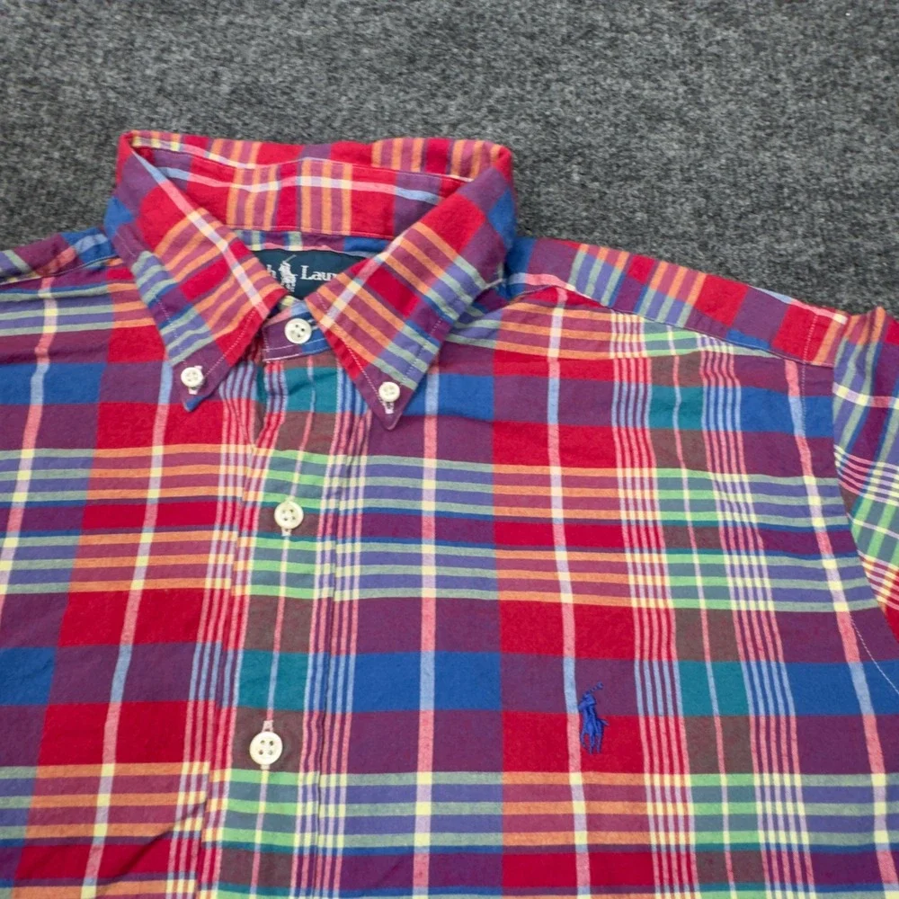 Polo Ralph Lauren Shirt Mens XL Red Plaid Indian Madras Button Down Classic Fit
